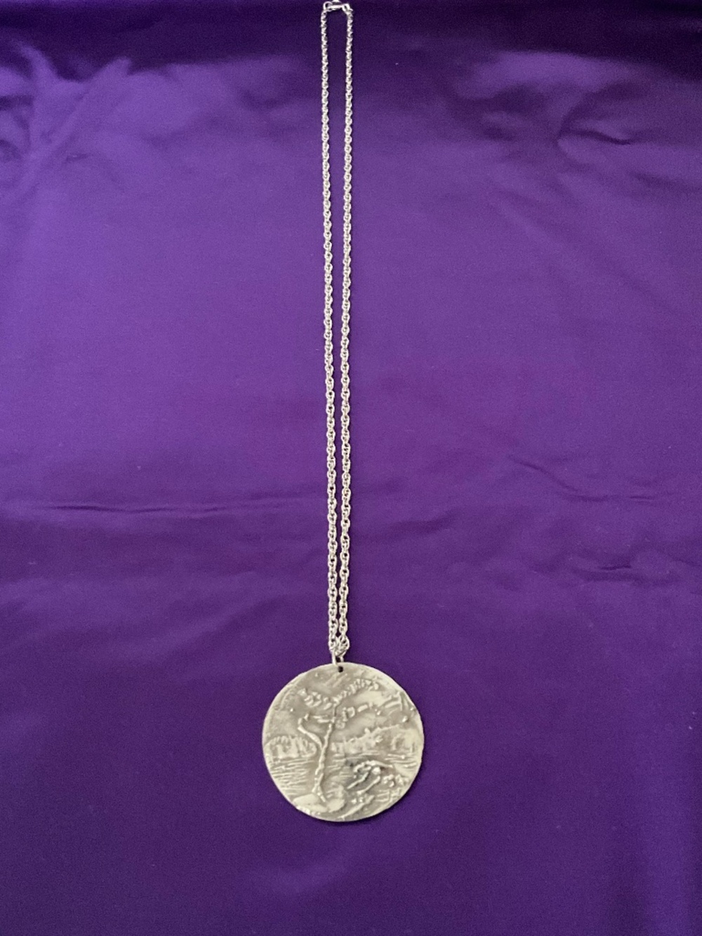 Vintage Handcrafted Pewter Pedant of “The Lonely Pine” on High Quality Necklace